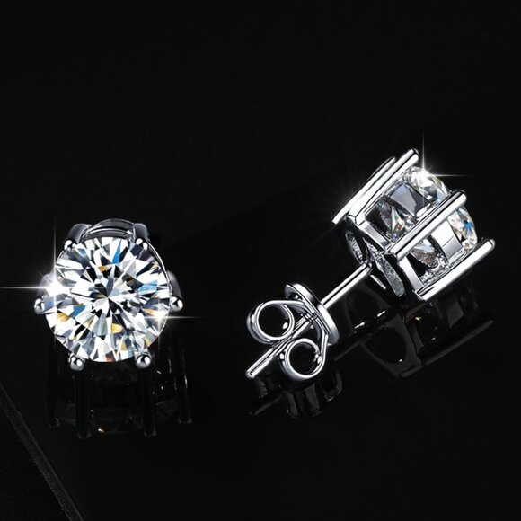 💎NEW Certified Dazzling 1.5CT S925 Sterling Silver 6-Prong Solitaire Stud Earri - Picture 1 of 5